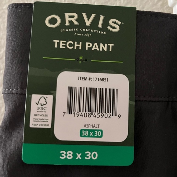 ORVIS New Water Repellant Asphalt Gray Tech Pant 38x30 - Picture 2 of 10